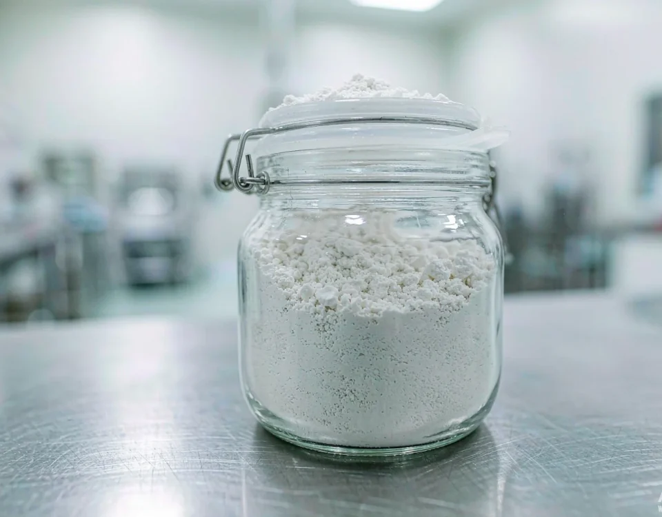 High-purity pharmaceutical grade sodium lauryl sulfate powder for toothpaste and tablet formulations in a clean laboratory